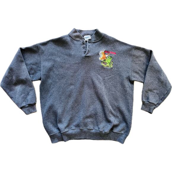 Vintage Harley Davidson Tultex Embroidered Dragon Eagle Men's Pullover Sweater L - Picture 1 of 6